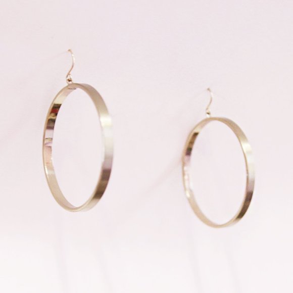 Women's Large Brass Hoop Earrings - 2 in. - Picture 3 of 4